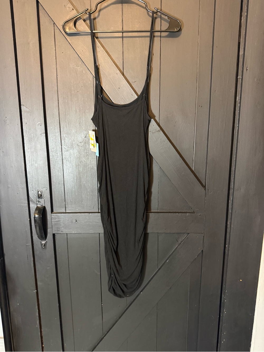 bp Black Ribbed Maxi Slip Dress with Adjustable Straps